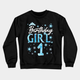 Winter Onederland 1st Birthday Girl Snowflake B-day Gift For Girls Kids Toddlers Crewneck Sweatshirt